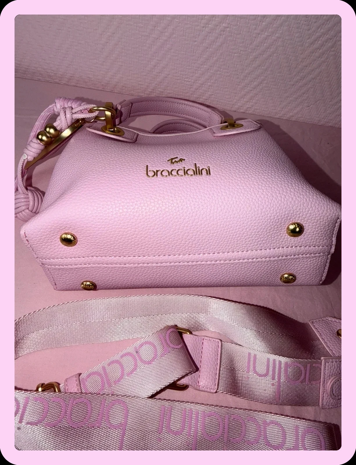 Bolsa feminina Braccialini rosa nunca usada – photo 3